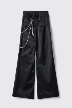 Pantaloni & Leggings^Gaëlle Pantalone twill gamba larga con doppia vita e dettaglio accessorio • - Paris Nero