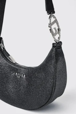 Borse A Mano|Borse A Tracolla^Gaëlle Reg moon bag logo in metallo e tracolla e maxi g con pietre • - Paris Nero