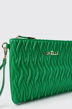 Pochette^Gaëlle Reg pochette plisse' e logo in metallo • - Paris Verde