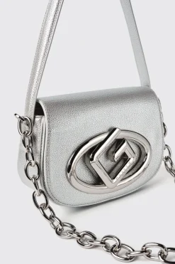 Borse A Mano|Borse A Tracolla^Gaëlle Reg shoulder strap con catena maxi g galvanica in tono • - Paris Argento