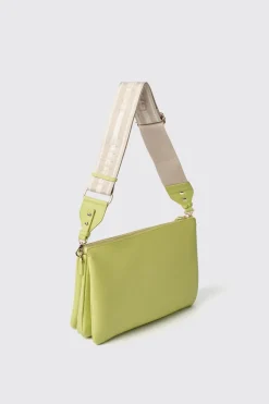 Borse A Tracolla^Gaëlle Reg shoulder strap con logo in metallo e tracolla jacquard • - Paris Lime