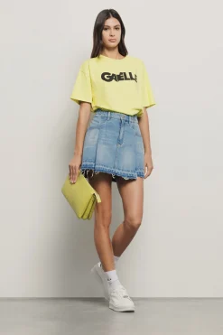 Borse A Tracolla^Gaëlle Reg shoulder strap con logo in metallo e tracolla jacquard • - Paris Lime
