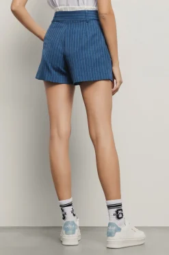 Gonne & Shorts^Gaëlle Short con piegoni e tasche nel fianco e boxer elastico • - Paris Blue