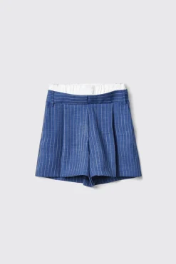 Gonne & Shorts^Gaëlle Short con piegoni e tasche nel fianco e boxer elastico • - Paris Blue