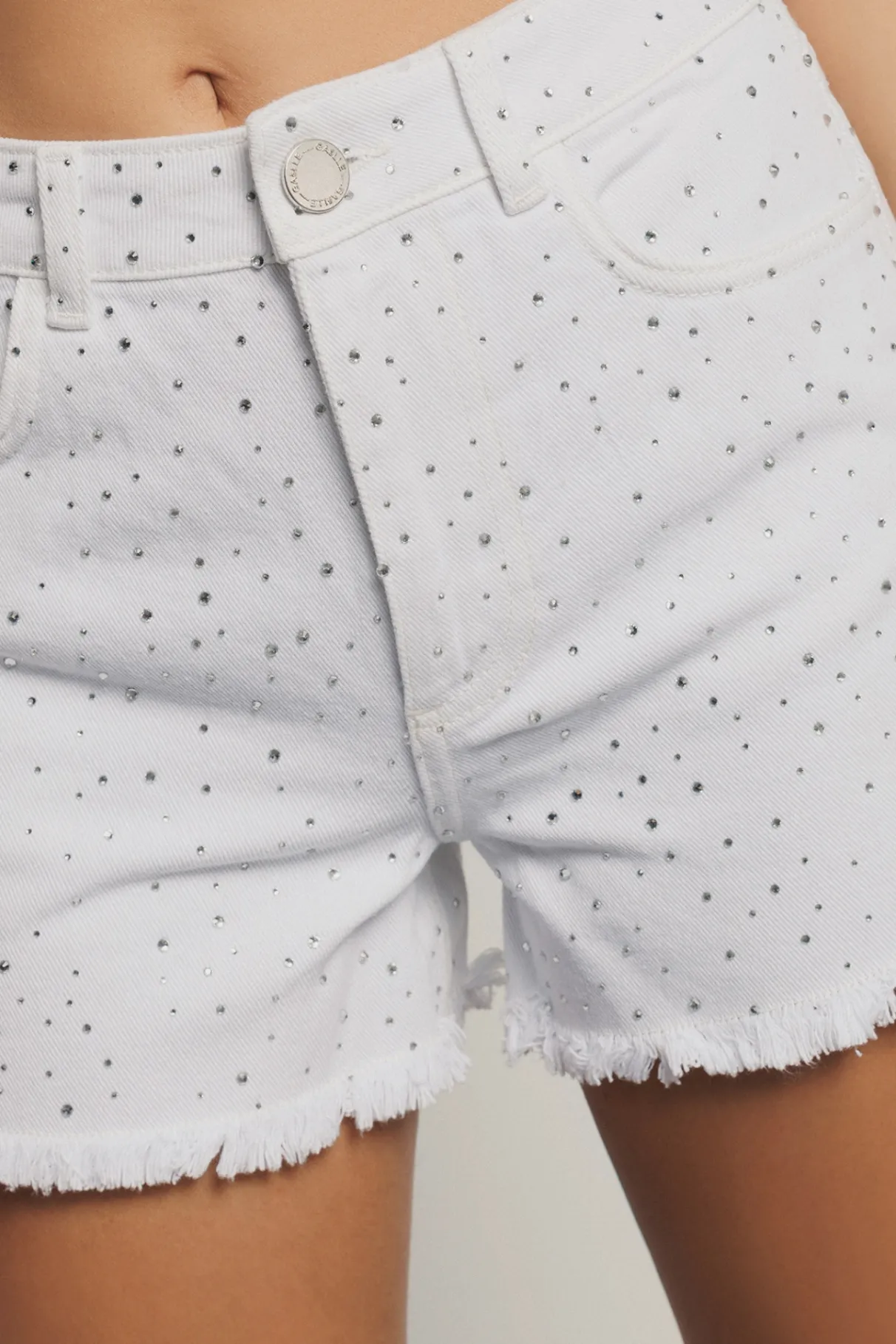 Gonne & Shorts|Denim^Gaëlle Short con strass all over • - Paris Off white
