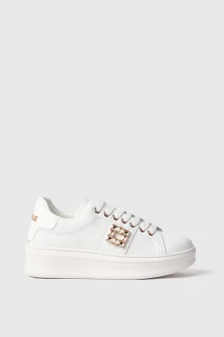 Sneakers^Gaëlle Sneaker addict in action leather con inserto gioiello e rubber patch • - Paris Oro