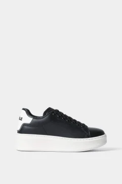 Sneakers^Gaëlle Sneakers addict in action leather con rubber patch • - Paris Nero-bianco