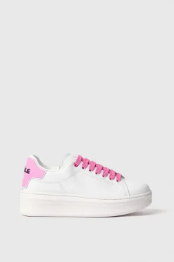 Sneakers^Gaëlle Sneakers addict in action leather con rubber patch • - Paris Rosa orchidea