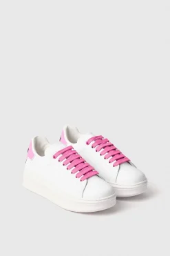 Sneakers^Gaëlle Sneakers addict in action leather con rubber patch • - Paris Rosa orchidea