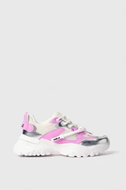 Sneakers^Gaëlle Sneakers runner in mesh con stopper logato in rubber e inserti in laminato • - Paris Rosa orchidea