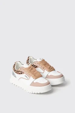Sneakers^Gaëlle Sneakers skaters in action leather con inserti animalier e glitter • - Paris Animalier beige