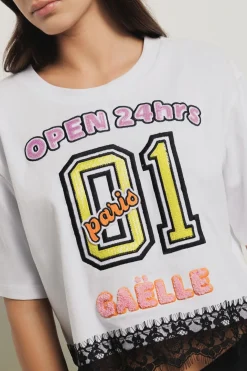 T-Shirt^Gaëlle T shirt crop paricollo • - Paris Bianco
