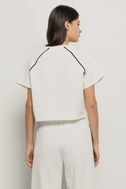 T-Shirt^Gaëlle T shirt crop paricollo raglan con inserti profilo • - Paris Bianco