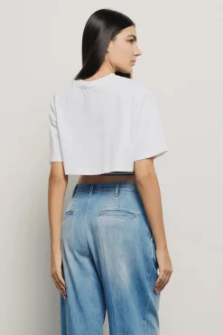 T-Shirt^Gaëlle T shirt cropped con top unito • - Paris Bianco-nero