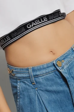 T-Shirt^Gaëlle T shirt cropped con top unito • - Paris Bianco-nero