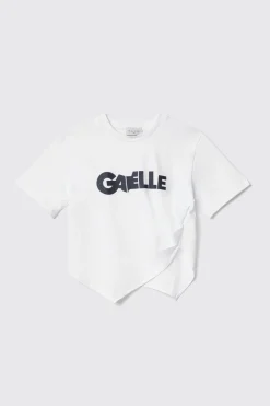 T-Shirt^Gaëlle T shirt in jersey assimetrica paricollo e stampa • - Paris Bianco