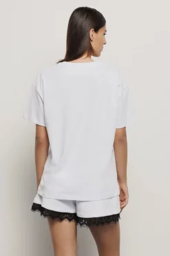 T-Shirt^Gaëlle T shirt in jersey over paricollo con stampa • - Paris Bianco