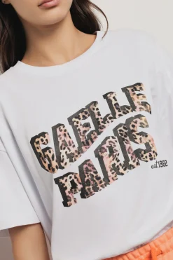 T-Shirt^Gaëlle T shirt in jersey paricollo con stampa • - Paris Bianco