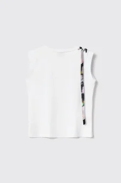 T-Shirt^Gaëlle T shirt in jersey paricollo smanicata con dettaglio spalla con stampa • - Paris Bianco