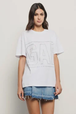 T-Shirt^Gaëlle T shirt in jersey paricollo con strass • - Paris Bianco