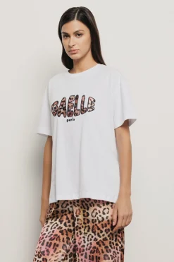 T-Shirt^Gaëlle T shirt in jersey paricollo con stampa • - Paris Bianco