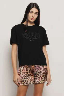 T-Shirt^Gaëlle T shirt jersey paricollo con apertura sul retro e a contrasto • - Paris Nero