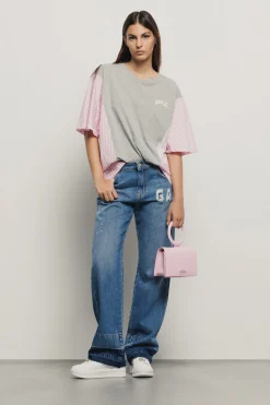 T-Shirt^Gaëlle T shirt jersey paricollo con inserti in popeline • - Paris Grigio melange
