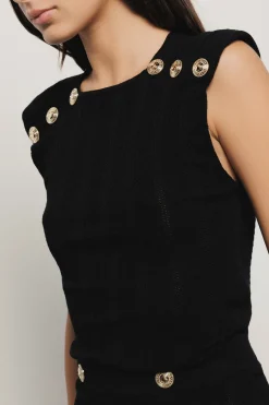 Top^Gaëlle Top cropped in punto traforato • - Paris Nero