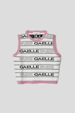 Top^Gaëlle Top cropped logato • - Paris Madreperla-fucsia