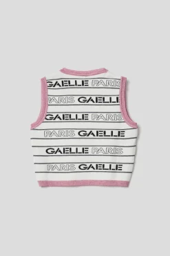 Top^Gaëlle Top cropped logato • - Paris Madreperla-fucsia