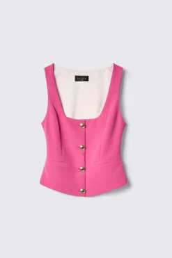 Top^Gaëlle Top smanicato con bottoni in cady • - Paris Fucsia