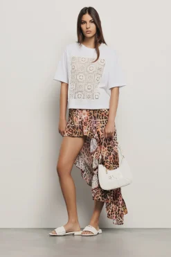 T-Shirt^Gaëlle T-shirt cropped con inserto in pizzo macramè • - Paris Bianco