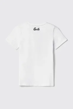 T-Shirt^Gaëlle T-shirt in bielastico paricollo con logo stampa e strass • - Paris Bianco