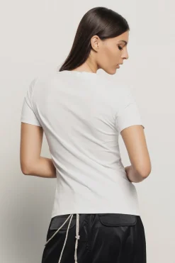 T-Shirt^Gaëlle T-shirt paricollo con logo in strass+borchie • - Paris Bianco