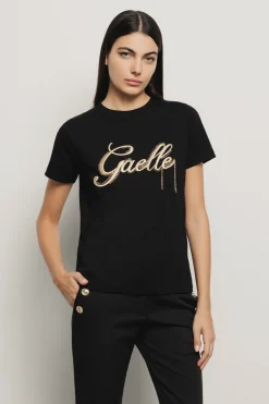 T-Shirt^Gaëlle T-shirt paricollo con ricamo • - Paris Nero