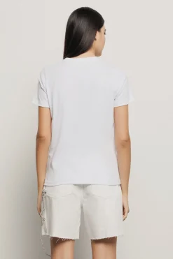 T-Shirt^Gaëlle T-shirt paricollo con stampa logo e applicazione strass neri • - Paris Bianco