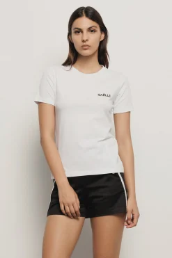 T-Shirt^Gaëlle T-shirt paricollo in bielastico con logo oro lato cuore • - Paris Bianco