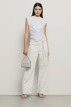 T-Shirt^Gaëlle T-shirt smanicata con incrocio sul davanti e logo in strass neri • - Paris Bianco